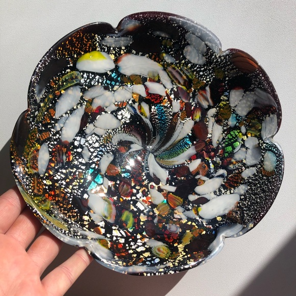 Vintage Other - VINTAGE Murano Black Art Glass Tutti Frutti Bowl